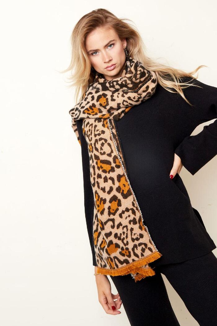Bufanda de invierno con estampado de leopardo Marrón Acrílico Imagen2